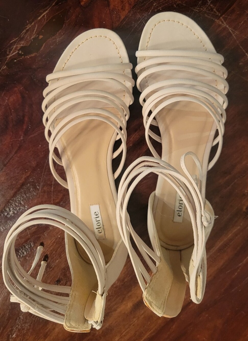 Elorie Women's Strappy Ankle-Wrap Sandals in Off-White. LIKE NEW! Size 7